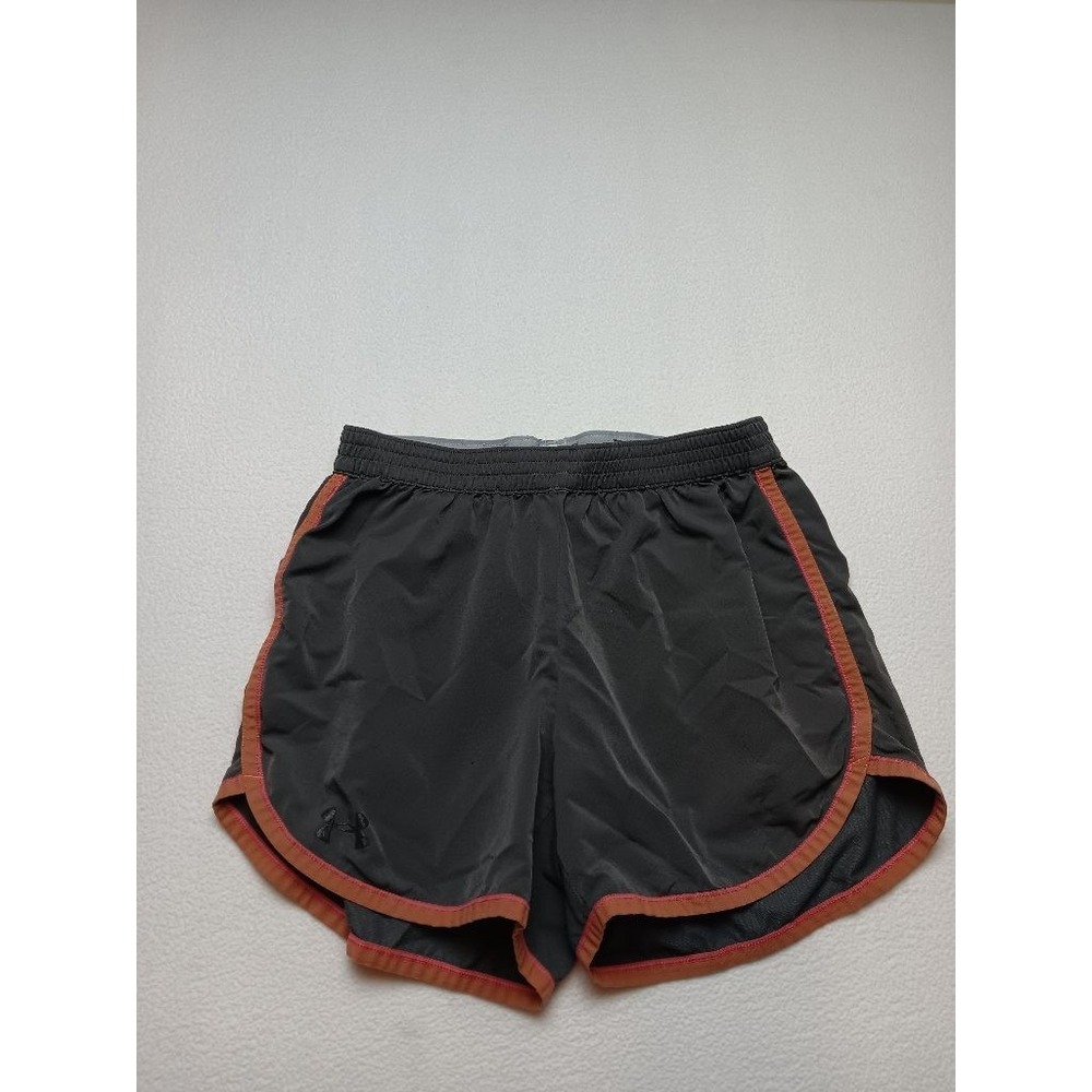 Under Armour Womens SM Running Shorts Gray Orange Athletic Lined Fly By Style